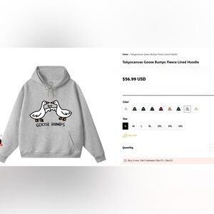 Cute Winter Goose Bumps Gray Hoodie Animal Funny Cartoon used